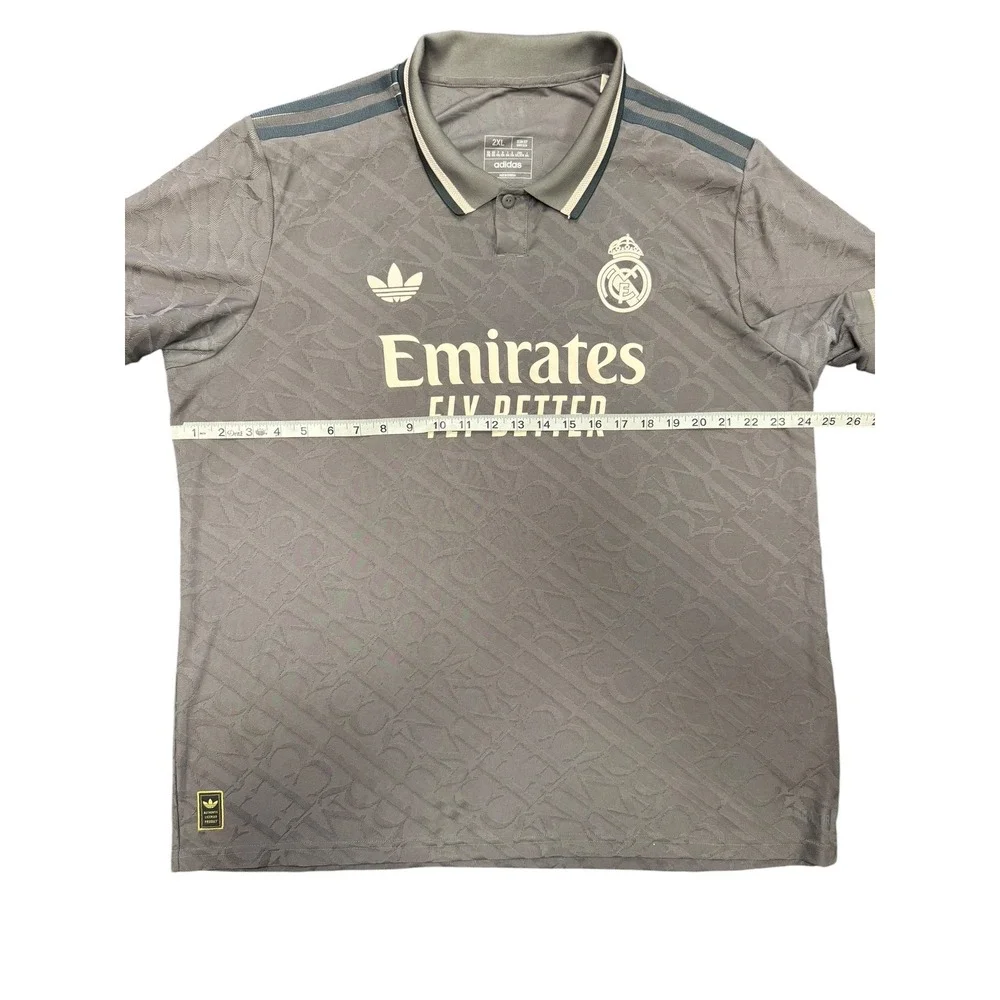 Adidas Real Madrid Polo Jersey Mens 2XL Grey Excellent Bellingham 5 Slim Fit